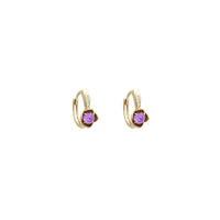 Zirconia Rose Huggie Earrings (14K)