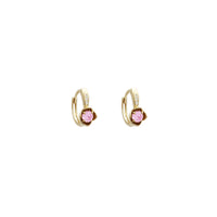 Zirconia Rose Huggie Earrings (14K)