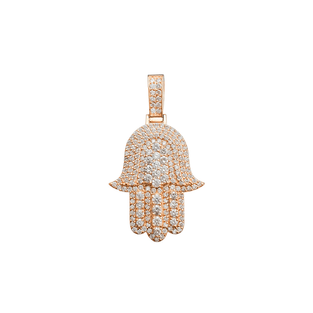 Diamond Cluster Hamsa Hand Pendant (14K)