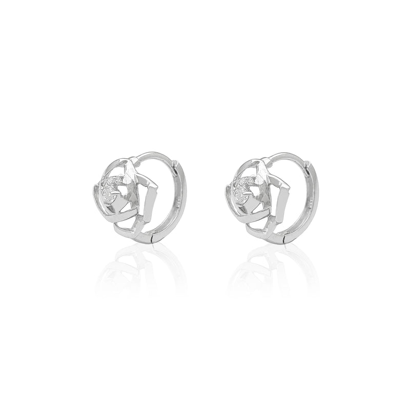 Rose Outline CZ Huggie Earrings (14K) Popular Jewelry New York