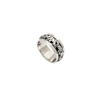 Rotating Elephant Link Band Ring (Silver)