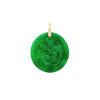 Round Ancient Dragon Jade Pendant (14K) Popular Jewelry New York