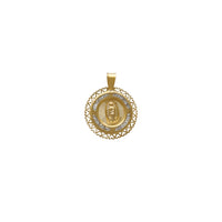 Apaļa kanāla iestatīšanas siluets sirds Jaunavas Marijas kulons (14K) Popular Jewelry NY