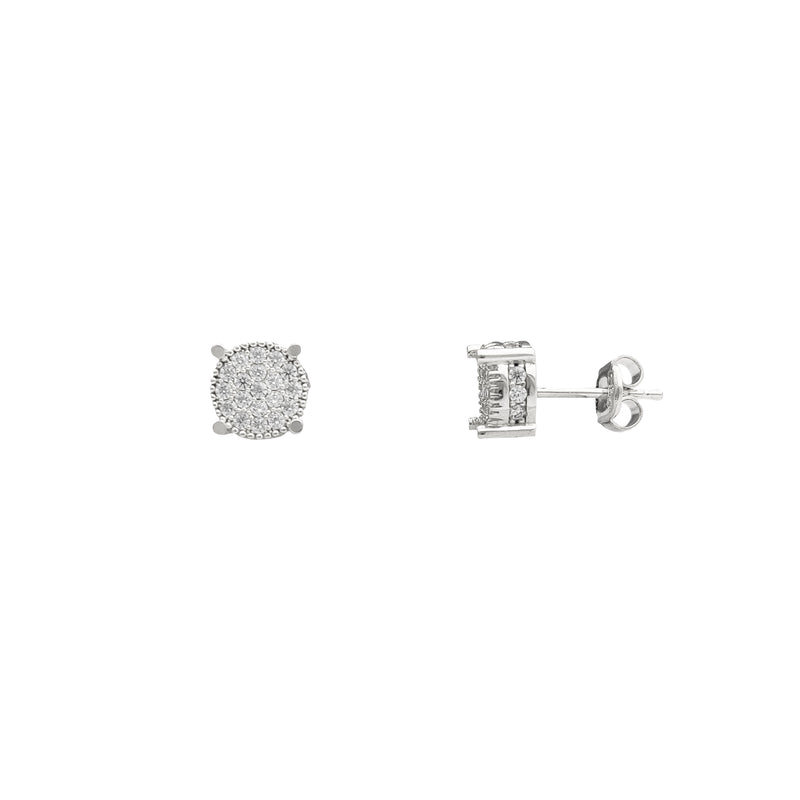 Round Clusted Milgrained Stud Earrings (14K) Popular Jewelry New York