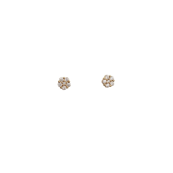 Round Flower Zirconia Stud Earrings