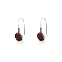 Round Purple Glitter Drop Earrings (Silver) Popular Jewelry New York