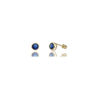 Round Bezel Stud CZ Earrings (14K)