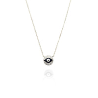 Rounded Evil Eye CZ Necklace (Silver)