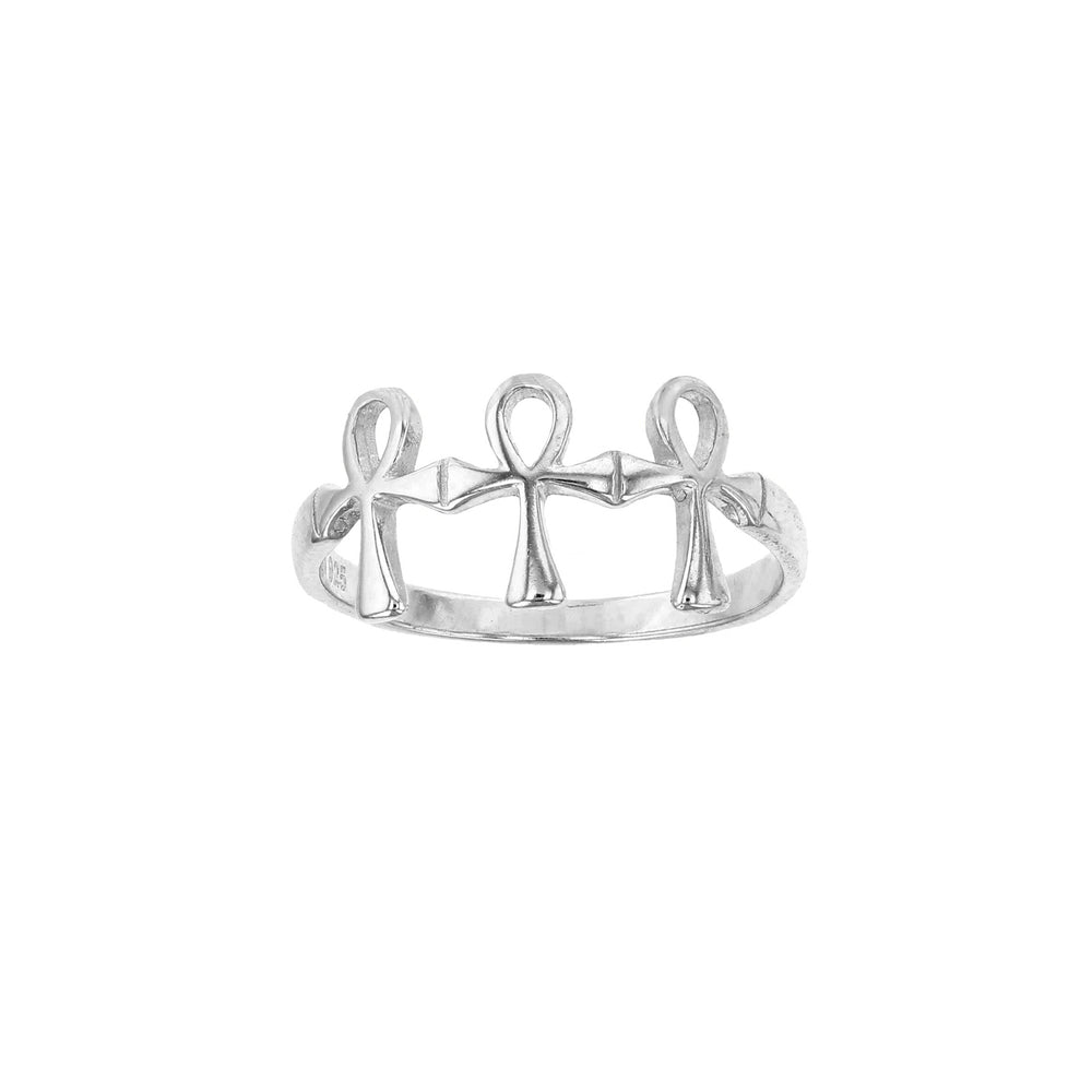 Row of Ankh Ring (Silver) Popular Jewelry New York