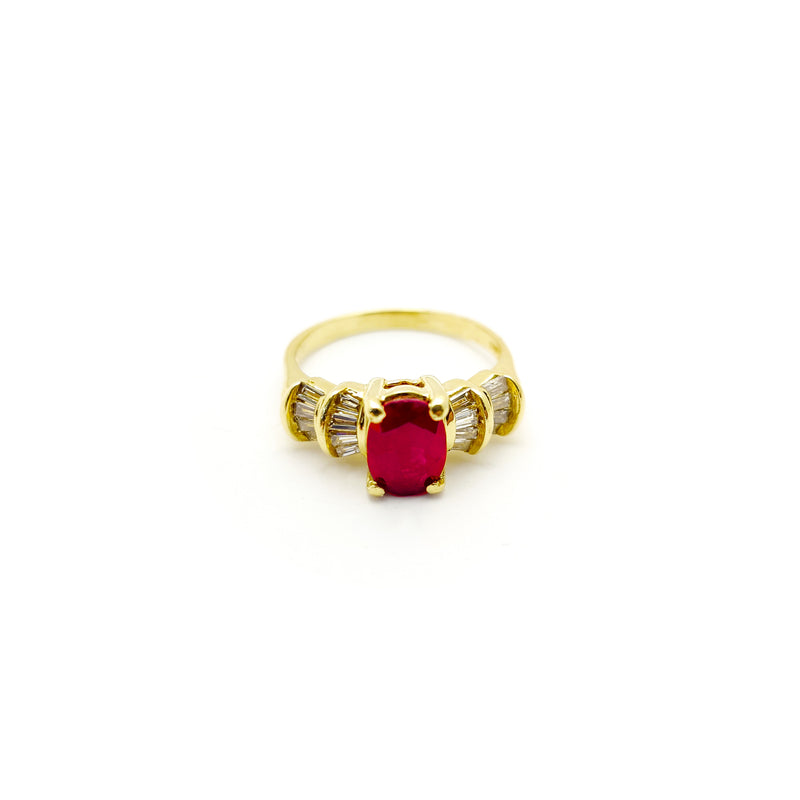 Ruby Ribbon Diamond Baguette Ring (14K) Popular Jewelry New York