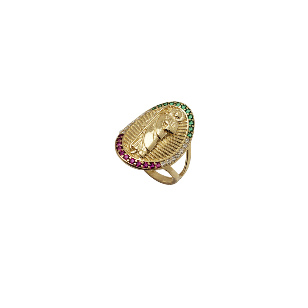 Oval Stoneset Frame Saint Jude Ring (14K)