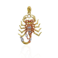 Tri-Color Scorpion CZ Pendant (14K)
