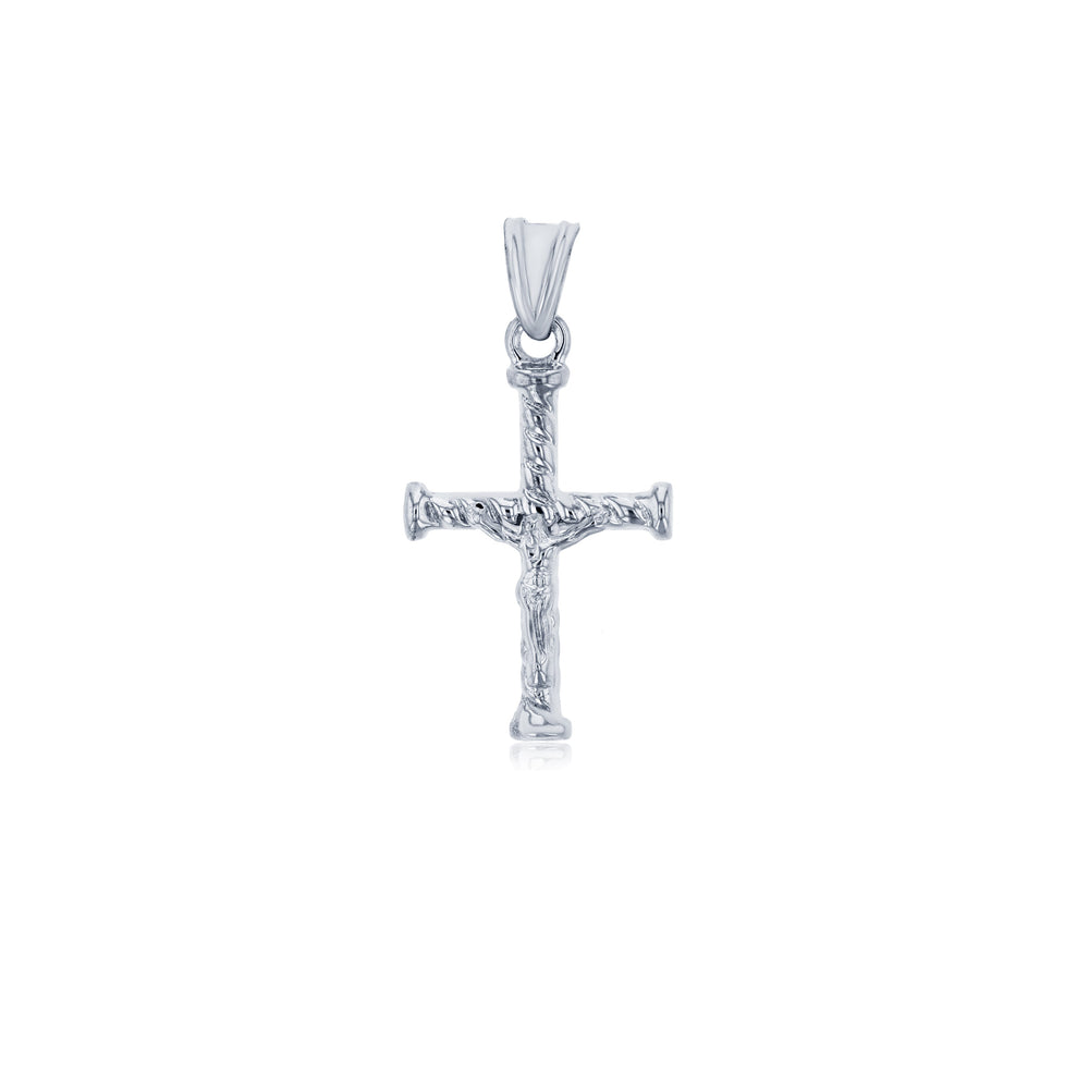 White Gold Crucifix Rope Pendant (14K)