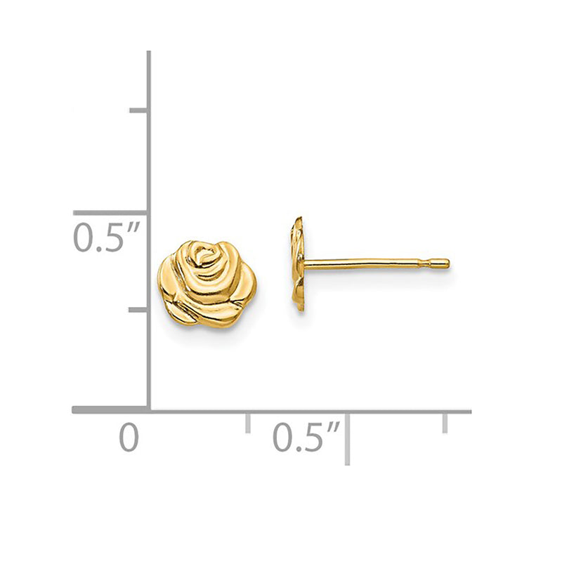 14k Solid Yellow & Rose Gold Rose Flower Stud Earrings | 11mm | Handmade USA | Push Back - View #5