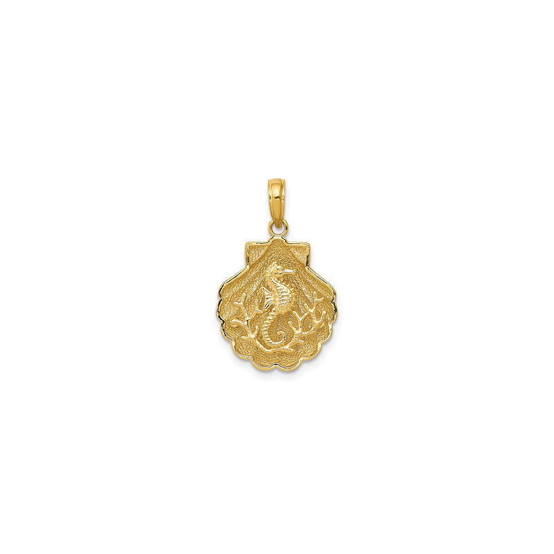 Seahorse in Shell Pendant (14K)