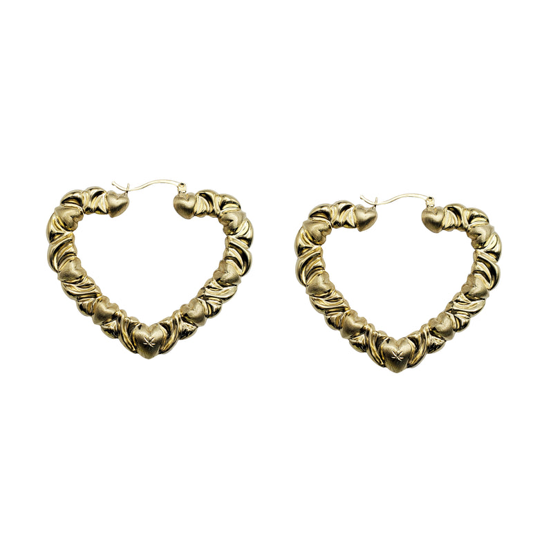 Heart Shape Bamboo Style Earrings (10K)