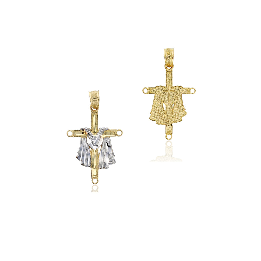 Two-Tone Empty Shrouded Cross Pendant (14K)
