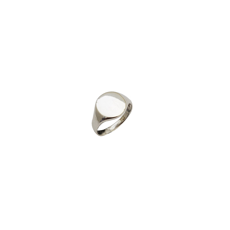 Mini Round Signet Ring (Sterling Silver)