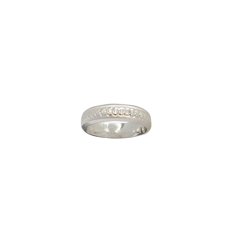 Joint Circles Diamond Cut Wedding Ring (Silver)