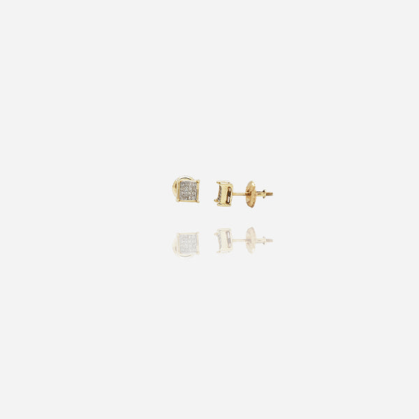 Yellow Gold Square Diamond Stud Earring (14K)