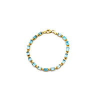 Rectangle Shape Blue CZ Stone Bracelet (14K)