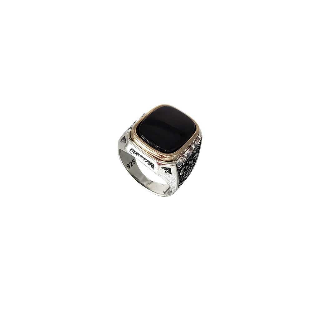 Square Black Onyx Ring (Silver)