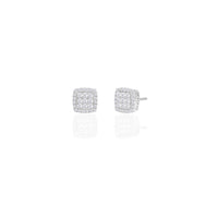 Cushion Shape Diamond Square Stud Earrings (14K)