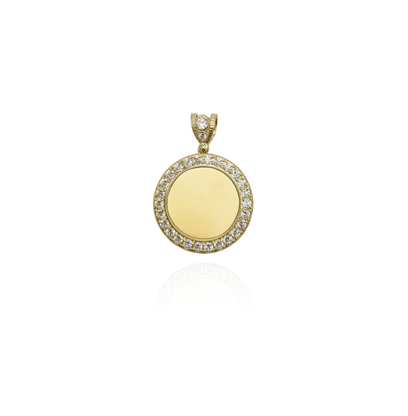 S  Milgrain Circular Picture Memorial Medallion CZ Pendant (14K) Popular Jewelry New York