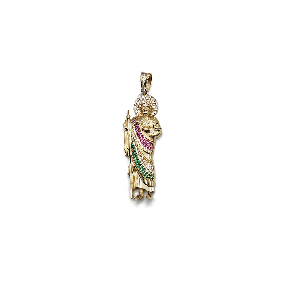 Italian/Mexican Gemstone St. Jude CZ Pendant (14K)