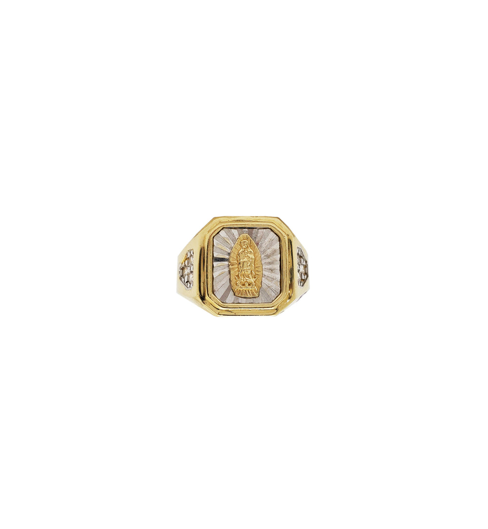 Two-Tone Saint Guadalupe Ring (14K)
