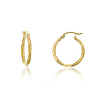 Sandblasted-Polished Diamond Cuts Hoop Earrings (14K) Popular Jewelry New York