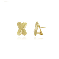Sandblast-Polished Criss Cross Earrings (14K) 14 Karat Yellow Gold, Popular Jewelry New York