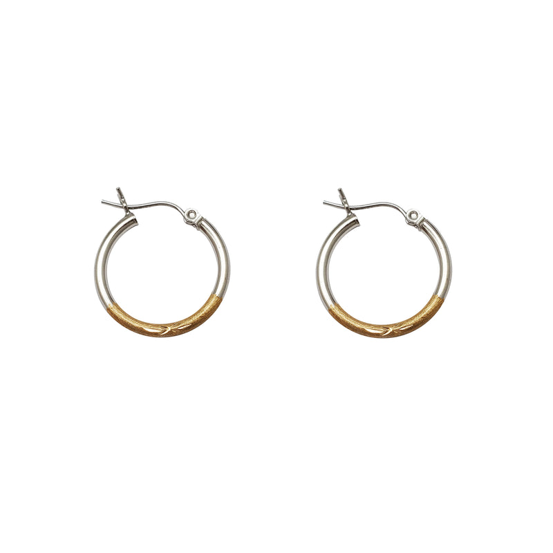 Sandblaster-Polished Two-Tone Hoop Earrings (14K) Popular Jewelry New York