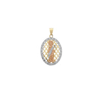 Փոքր չափսի Santa Muerte ցանցաձև ձվաձեւ մեդալիոն կախազարդ (14K) Popular Jewelry Նյու Յորք