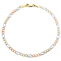Tricolor Solid DC Figaro Anklet (14K)
