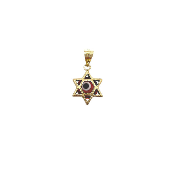 Red Evil Eyes Star of David Pendant (14K)