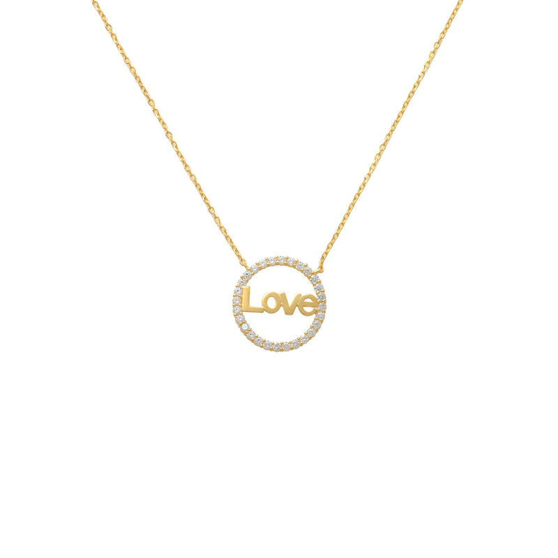Zirconia Love Hoop Necklace (14K)