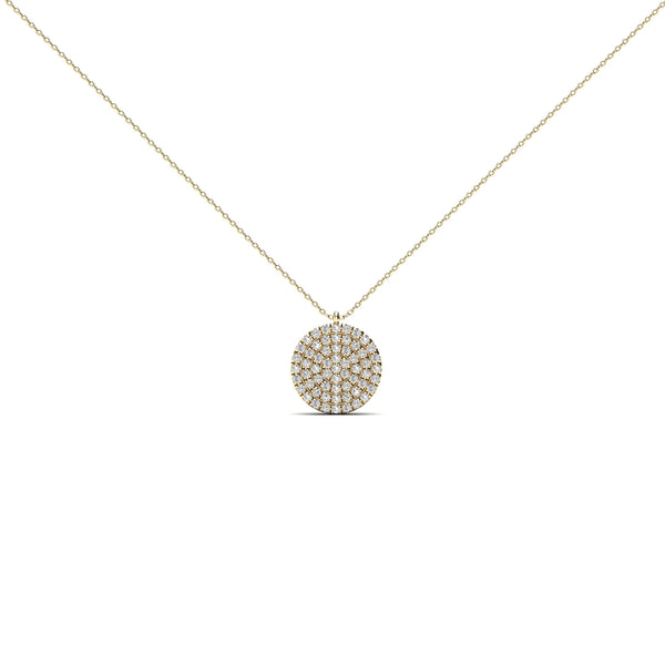 Diamond Pave Round Charm Necklace (14K)