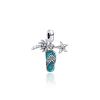 Blue Enamel Beach Charm for Bracelet (Silver)