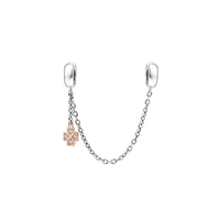 Zirconia Four Leaf Safety Charm for Bracelet (Silver)