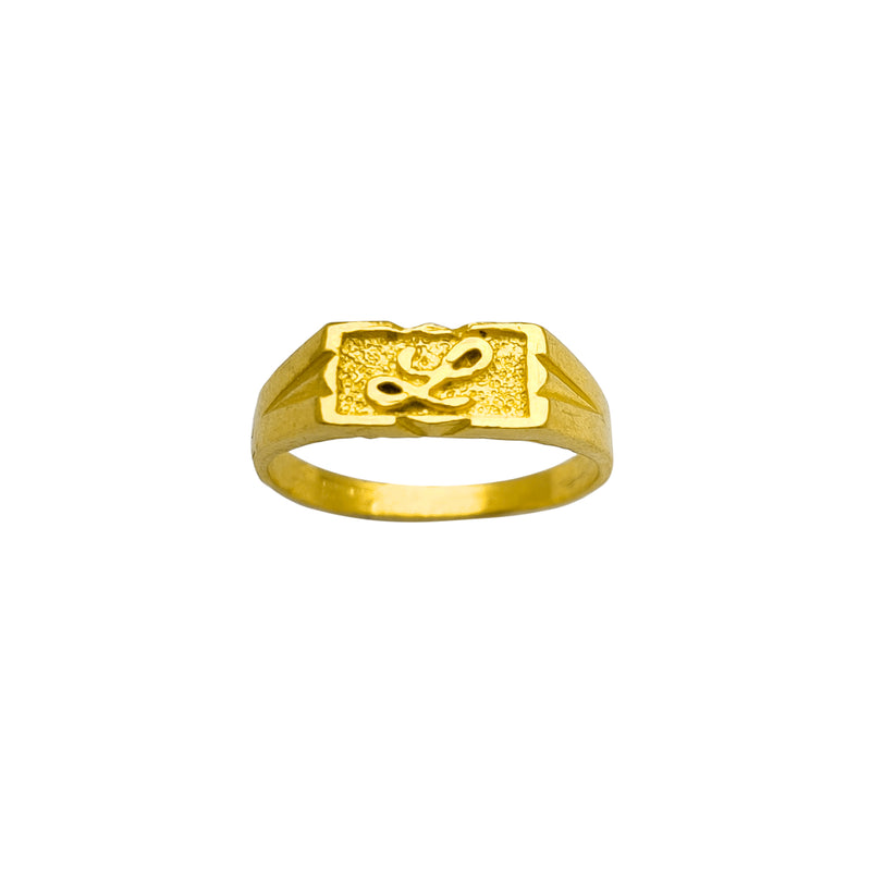 Script Letter L Rectangle Signet Ring (24K) Popular Jewelry New York