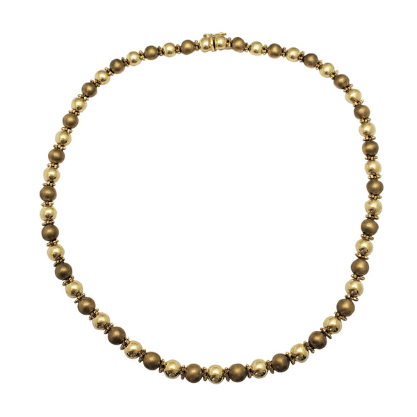 Semi-Satin Finish Ball Fancy Necklace (14K) Popular Jewelry New York