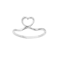 Settled Outlined Heart Wavy Ring (Silver) Popular Jewelry New York