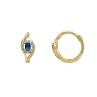Sideways-Eye Dark Blue Huggie Earrings (14K) Popular Jewelry New York