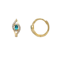Sideways-Eye Light Blue Huggie Earrings (14K) Popular Jewelry New York