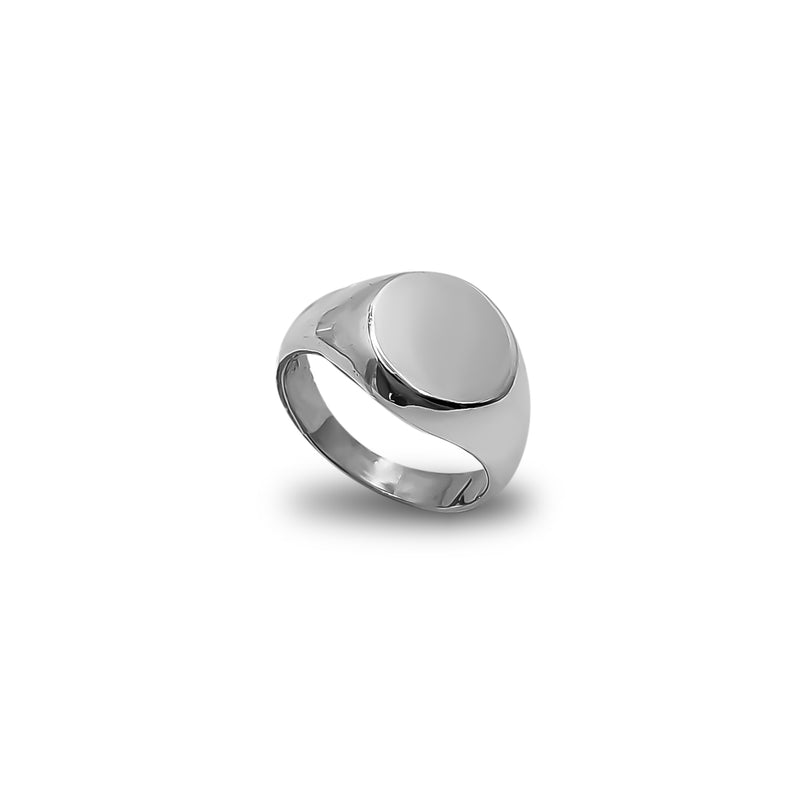 Lateral Oval Signet Pinky Ring (Silver)