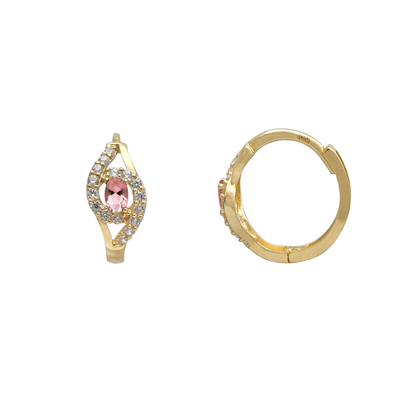 Sideways-Eye Pink Huggie Earrings (14K) Popular Jewelry New York
