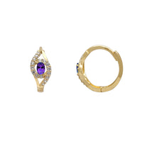 Sideways-Eye Purple Huggie Earrings (14K) Popular Jewelry New York