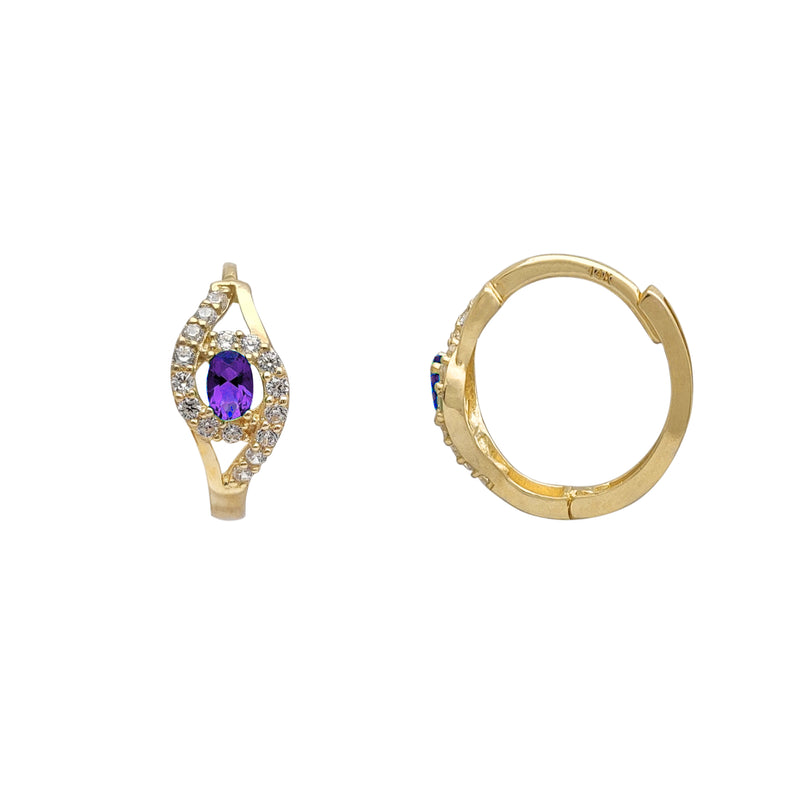 Sideways-Eye Purple Huggie Earrings (14K) Popular Jewelry New York