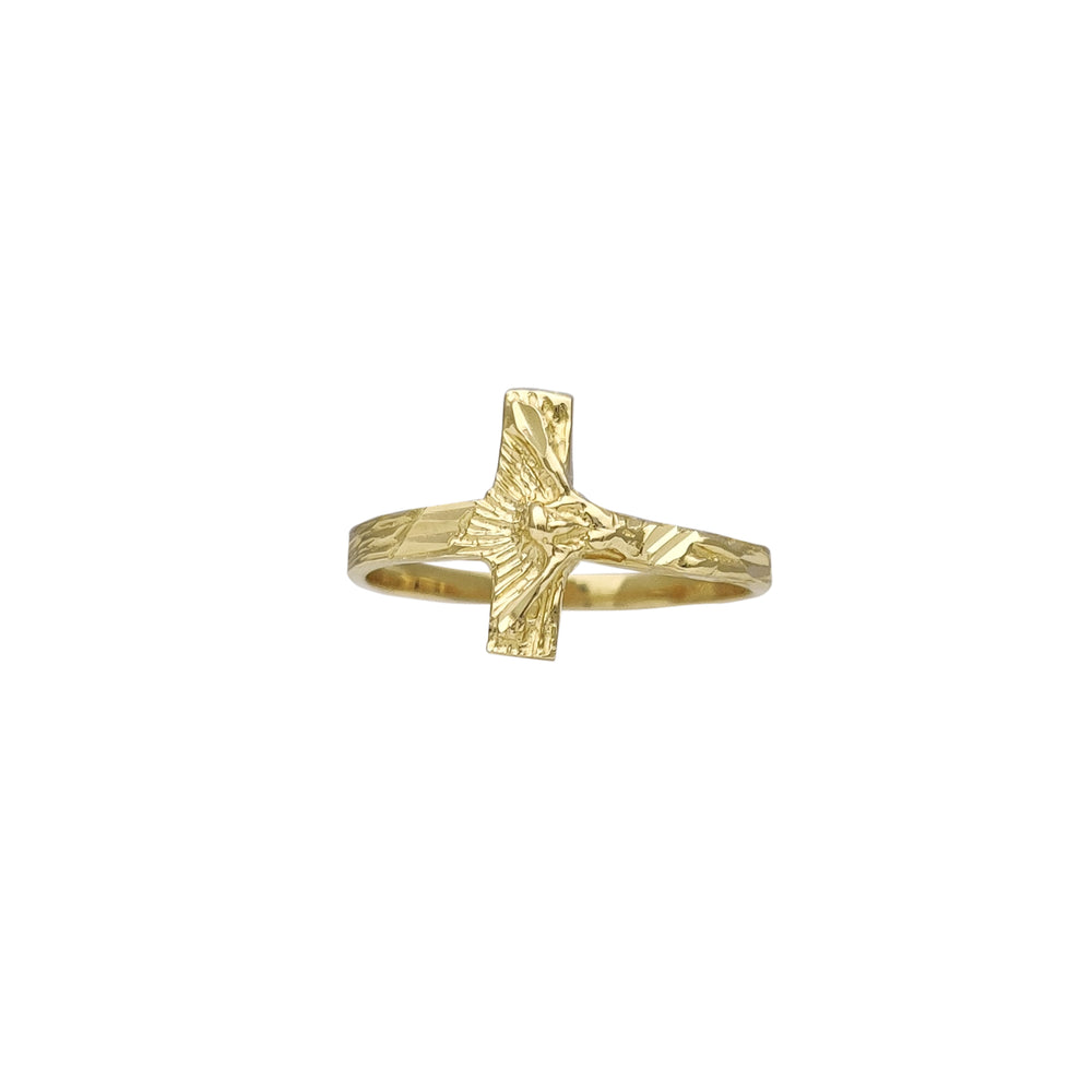 Sideways Textured DC Crucifix Ring (14K) Popular Jewelry New York